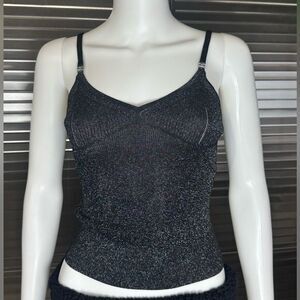 Chanel 22B Shimmering Black Tank Crop Camisole Top 40